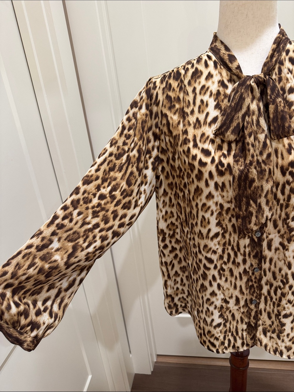J. Crew Leopard Print Tie-Neck Blouse - Picture 3 of 7
